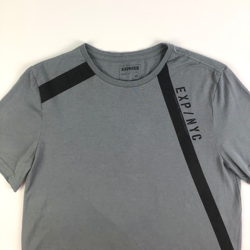 Express Grey Nyc Triangle Reflective Graphic Tee - image 4